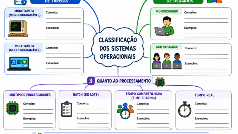 Aula de Classificação dos Sistemas Operacionais – Mapa Mental